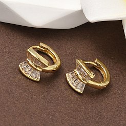 Brass Micro Pave Clear Cubic Zirconia Hoop Earrings&nbsp;EJEW-D323-02G