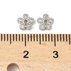 Brass Micro Pave Clear Cubic Zirconia Bead Caps&nbsp;KK-V015-06P