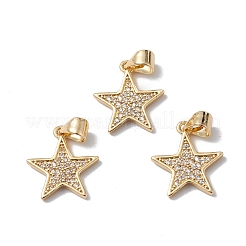 Rack Plating Brass Micro Pave Clear Cubic Zirconia Charms&nbsp;KK-H434-37G