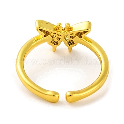 Butterfly Brass Micro Pave Cubic Zirconia Open Cuff Ring for Women&nbsp;RJEW-U003-28B-G