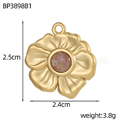 304 Stainless Steel & Natural Gemstone Beaded Pendants&nbsp;STAS-OY010-25G