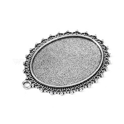 Tibetan Style Alloy Oval Tray Cabochon Settings&nbsp;TIBEP-5437-AS-FF