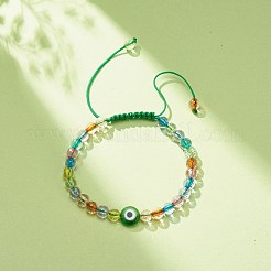 Acrylic Evil Eye & Round Lampwork Braided Bead Bracelet for Women&nbsp;BJEW-JB08379-02