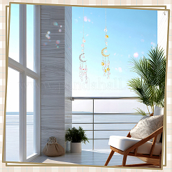 2Pcs 2 Styles Moon Glass & Alloy Hanging Suncatchers&nbsp;AJEW-NB0008-74