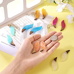 12Pcs 6 Colors Transparent Resin & Walnut Wood Big Pendants&nbsp;RESI-TA0003-44