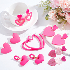 6 Pairs 6 Style Plastic & Acrylic Heart Dangle Stud Earrings&nbsp;EJEW-AN0003-58