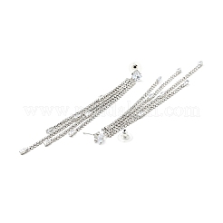 Clear Cubic Zirconia & Crystal Rhinestone Long Tassel Dangle Stud Earrings&nbsp;EJEW-C037-07B-P