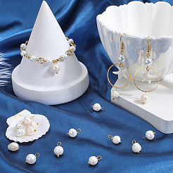 Natural Cultured Freshwater Pearl Potato Charms with Golden Plated 304 Stainless Steel Loops&nbsp;PALLOY-SC00004