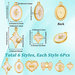 36Pcs 6 Styles Alloy Enamel Pendants&nbsp;ENAM-SC0007-71