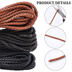 15M 3 Colors Braided Round Soft PU Imitation Leather Cords&nbsp;OCOR-CL0001-11C