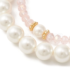2Pcs 2 Style Easter Theme Glass & Shell Pearl Beaded Stretch Bracelets Set&nbsp;BJEW-TA00303-01