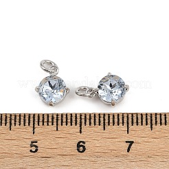 Flat Round Brass Glass Charms&nbsp;KK-L240-06P-02
