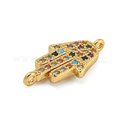 Rack Plating Brass Micro Pave Cubic Zirconia Palm Connector Charms&nbsp;KK-C074-41G