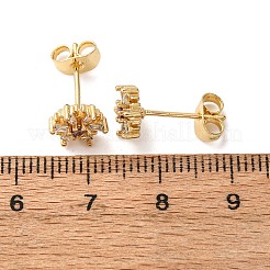 Brass Micro Pave Cubic Zirconia Snowflake Stud Earrings&nbsp;EJEW-K267-38G