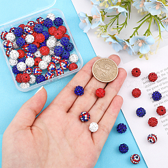 80Pcs 5 Style Independence Day Theme Polymer Clay Rhinestone Round Beads&nbsp;RB-FH0001-07