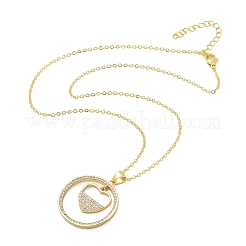 Brass Micro Pave Clear Cubic Zirconia Ring Pendant Necklaces&nbsp;LS-NJEW-P322-A04-G