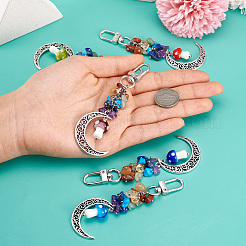 5Pcs 5 Colors Hollow Moon Alloy Pendant Decoraiton&nbsp;HJEW-TA0001-26