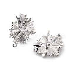 Brass Micro Pave Cubic Zirconia Stud Earring Findings&nbsp;LS-KK-K371-39P