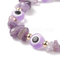 7Pcs Natural & Synthetic Mixed Gemstone Chips & Resin Evil Eye Beaded Stretch Bracelets Set&nbsp;BJEW-JB08814