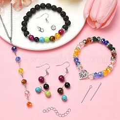 DIY Natural & Synthetic Mixed Gemstone Necklaces Dangle Earrings Making Kit&nbsp;DIY-YW0008-59