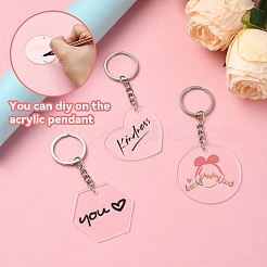 50Pcs 5 Styles Transparent Acrylic Disc Big Pendants&nbsp;TACR-YW0008-09