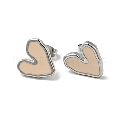 Heart 304 Stainless Steel Stud Enamel Earrings&nbsp;EJEW-A081-18P