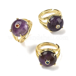 Brass Micro Pave Cubic Zirconia(Random Color) Cuff Open Rings&nbsp;RJEW-D347-02G-06