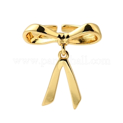 Bowknot Brass Finger Open Cuff Rings for Women&nbsp;RJEW-A048-28G