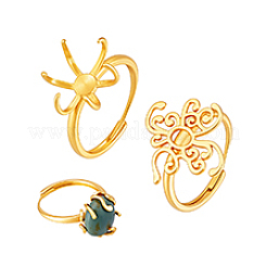 2Pcs 2 Styles Adjustable Brass Finger Ring Components&nbsp;KK-PH0013-36