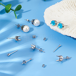 80Pcs 4 Style 304 Stainless Steel Stud Earring Settings&nbsp;STAS-UN0050-39