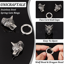2 Sets 2 Styles 304 Stainless Steel Spring Gate Rings&nbsp;STAS-UN0041-77