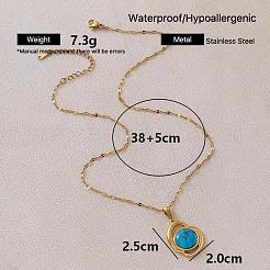 Vintage 304 Stainless Steel & Synthetic Turquoise Heart Pendant Necklaces for Women&nbsp;LS-VY8520