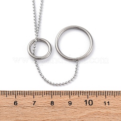 304 Stainless Steel Triple Ring Lariat Necklaces&nbsp;NJEW-R026-16P