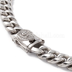 304 Stainless Steel Curb Chains Necklace with Rhinestone Skull for Men Women&nbsp;NJEW-E155-09P