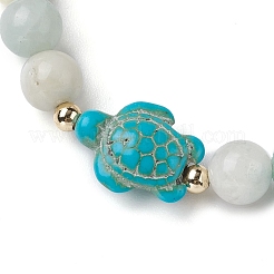 Round Natuarl Flower Amazonite Beaded Stretch Bracelets&nbsp;BJEW-JB10269-02