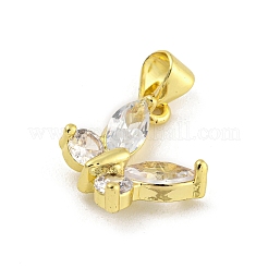 Rack Plating Brass Pave Cubic Zirconia Charms&nbsp;KK-G513-19G