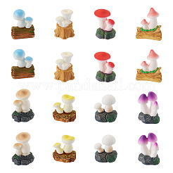 24Pcs 8 Styles Mushroom Resin Display Decorations&nbsp;DJEW-TA0001-26
