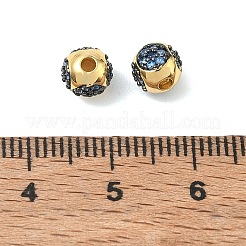 Brass Micro Pave Marine Blue Cubic Zirconia Beads&nbsp;CU-CBA42CA-02G