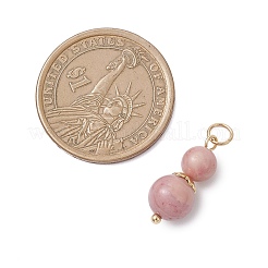 3Pcs 3 Styles Natural Rose Quartz & Dyed Striped Agate/Banded Agate Round Beaded Pendants&nbsp;PALLOY-JF04701-05