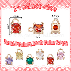 12Pcs 6 Colors Brass Micro Pave Cubic Zirconia Charms&nbsp;KK-GA0001-89