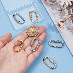 6Pcs 2 Colors 304 Stainless Steel Screw Carabiner Lock Charms&nbsp;STAS-UN0060-77