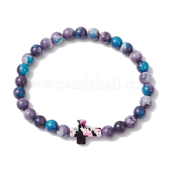 Synthetic Ocean White Jade Beads Stretch Bracelets for Women Men&nbsp;BJEW-JB11300-01