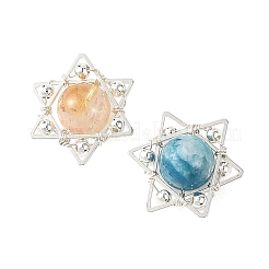 4Pcs 4 Colors Natural Dyed Green Jade & Apatite & Amethyst & Apatite Copper Wire Glass Wrapped Pendants&nbsp;PALLOY-TA00430