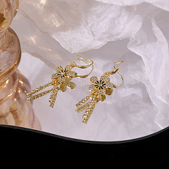 Flower Alloy Crystal Rhinestone Tassel Dangle Earrings&nbsp;FS-WG038B8-01