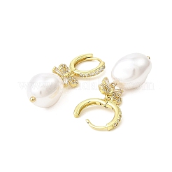 Bowknot Brass Micro Pave Cubic Zirconia Hoop Earrings&nbsp;EJEW-L270-009G