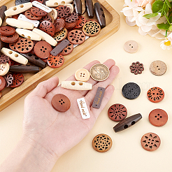 150Pcs 15 Styles Wooden Buttons&nbsp;DIY-PH0031-07