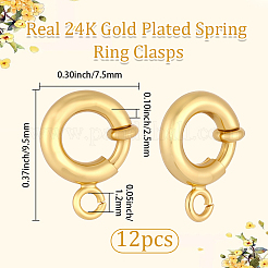 12Pcs Brass Spring Ring Clasps&nbsp;KK-BBC0028-02G