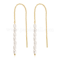 S925 Silver Tassel Earrings with Rice Beads&nbsp;ZC4756