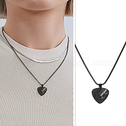 1Pc Stainless Steel Guitar Pick Pendant Box Chain Necklaces for Women&nbsp;NJEW-LP0001-10EB