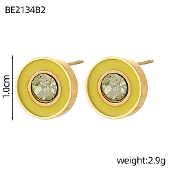 304 Stainless Steel Enamel Stud Earrings&nbsp;STAS-OY003-57G